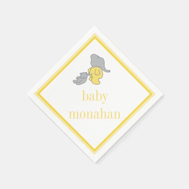 Yellow Elephant | Cocktail Napkin (Corner)