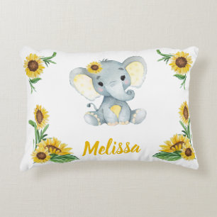 Yellow elephant girl Custom name Pillow
