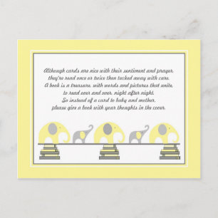Yellow Elephants Insert for Book Baby Shower Invitation Postcard