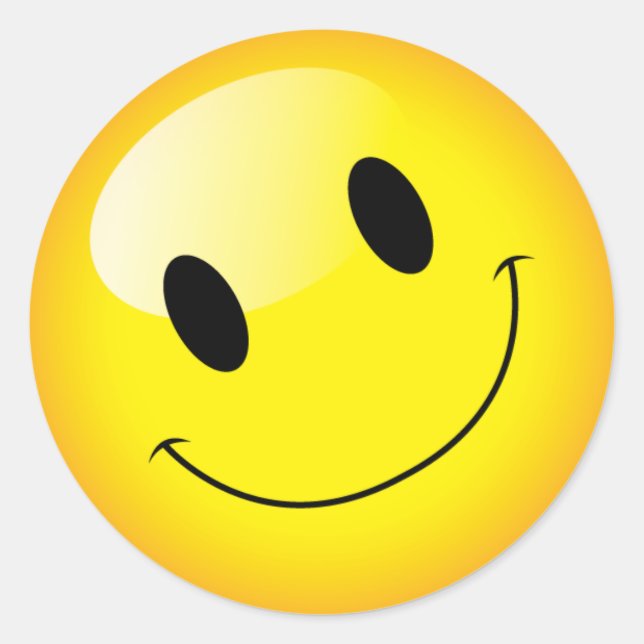 Yellow Emoji Birthday Party Happy Face Symbol Classic Round Sticker (Front)