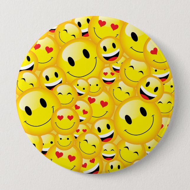 Yellow Emoji Cartoon Symbol Icon Pattern 10 Cm Round Badge (Front)