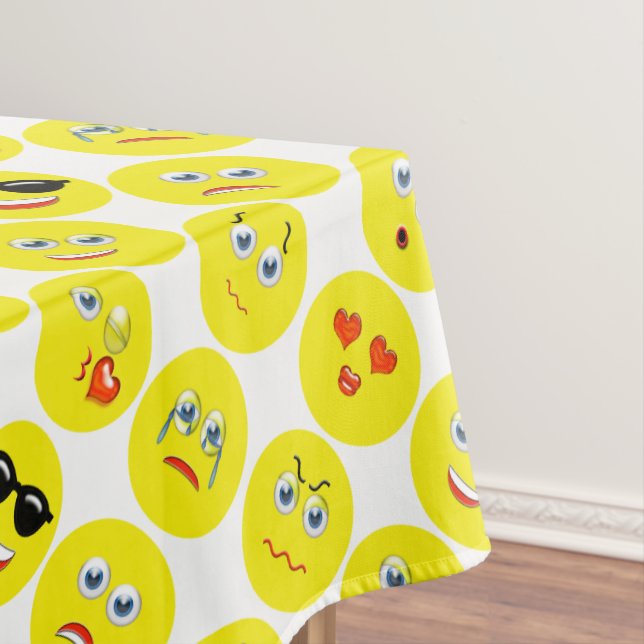 Yellow Emoji Pattern Tablecloth (In Situ)