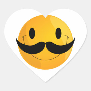 Yellow Emoticon Moustache Face Happy Face Emoji Heart Sticker