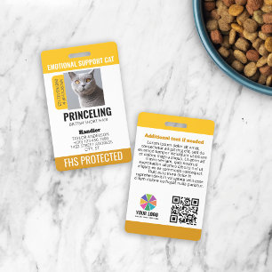 Yellow Emotional Support Cat ID Badge