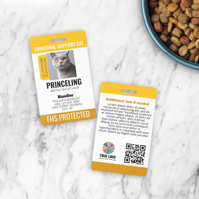 Yellow Emotional Support Cat ID Badge (Creator Uploaded)