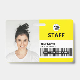 Yellow Employee Business Photo Staff ID Badge