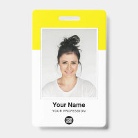 Yellow Employee huge Photo Qr Bar Code Logo Name