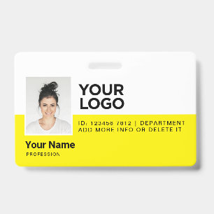 Yellow Employee Modern Photo ID Security Badge