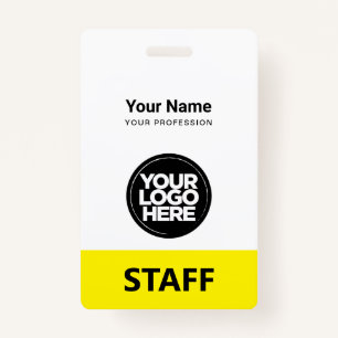 yellow Employee Name Business Logo Qr Code ID Badge