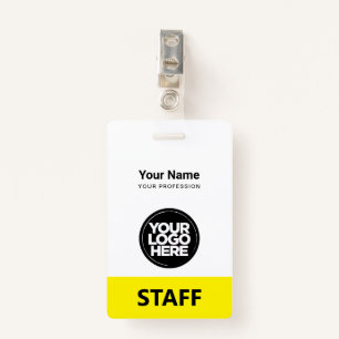 Yellow Employee Name Business Logo Staff Tag ID Badge
