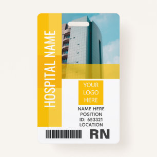 Yellow Employee Photo, Bar Code, Logo, Name ID ID Badge