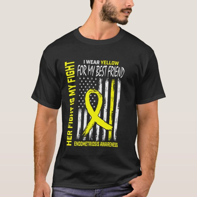 Yellow Endometriosis Awareness Best Friend Flag He T-Shirt (Front)