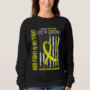 Yellow Endometriosis Awareness Grandma USA Flag He Sweatshirt