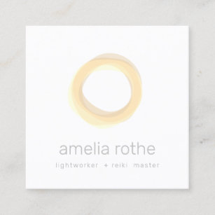 Yellow Energy Healer Circle Square Business Card