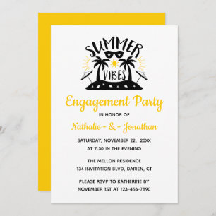 Yellow Engagement Party Tropical Summer Vibes Invitation
