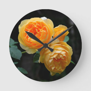 Yellow English Roses Round Clock