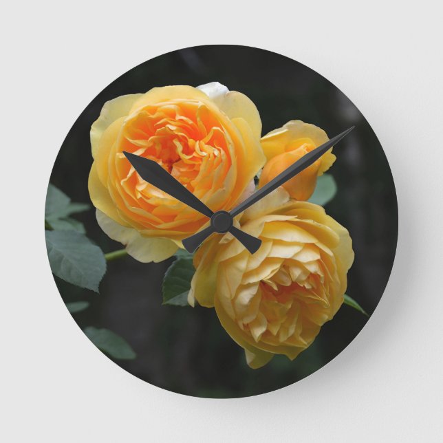 Yellow English Roses Round Clock (Front)