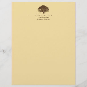 Yellow eternal oak tree elegant custom autumn customized letterhead
