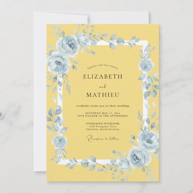 Yellow Ethereal Blossom Wedding Invitation (Front)