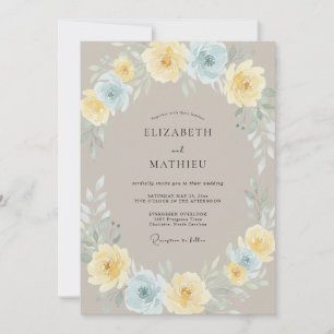 Yellow Eucalyptus Wreath Wedding Invitation