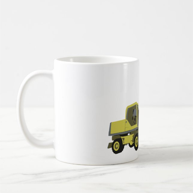 Yellow Excavator Construction Machinery Coffee Mug (Left)