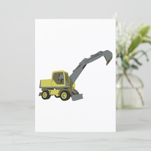 Yellow Excavator Construction Machinery Invitation