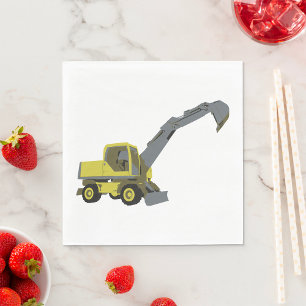 Yellow Excavator Construction Machinery Napkin