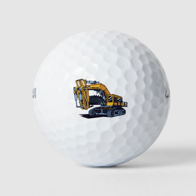 Yellow Excavator Machinery Golf Balls (Front)