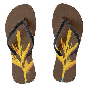 Yellow Exotic Flower Flip Flops