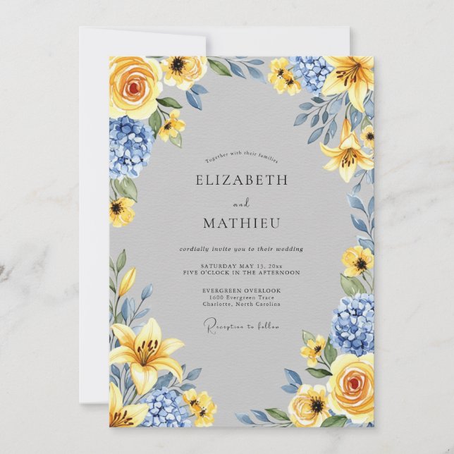 Yellow Exultant Spring Wedding Invitation (Front)