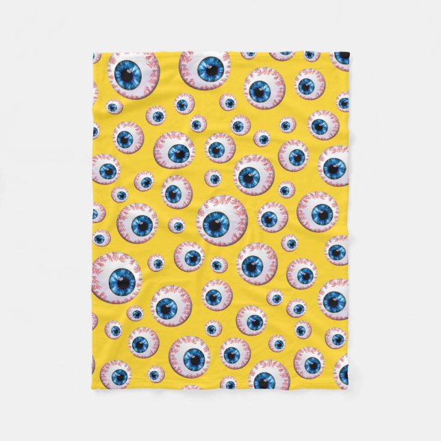 Yellow eyeball pattern fleece blanket (Front)