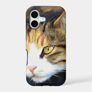Yellow Eyed Calico Cat Realistic Pet Portrait