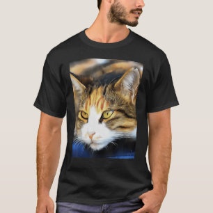 Yellow Eyed Calico Cat Realistic Pet Portrait 1 T-Shirt