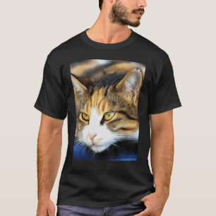 Yellow Eyed Calico Cat Realistic Pet Portrait 1 T-Shirt