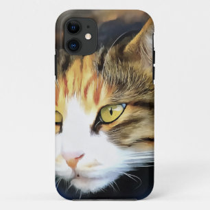 Yellow Eyed Calico Cat Realistic Pet Portrait iPhone 11 Case