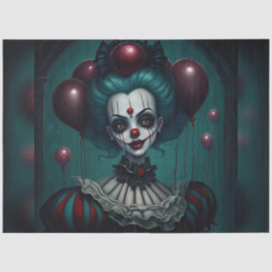 Yellow Eyed Halloween Clown Decoupage Paper