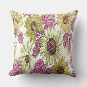 Yellow Fabric Flowers Cushion