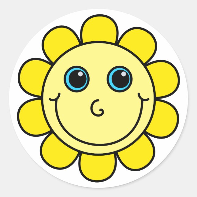 Yellow Face Flower Classic Round Sticker (Front)