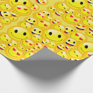 Yellow Face Happy Birthday Emoji Party Wrapping Paper