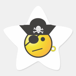 Yellow Face Pirate w/ Hat, Earring, & Patch Star Sticker