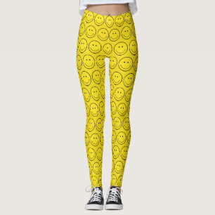 Yellow Face Smile Grinning Leggings