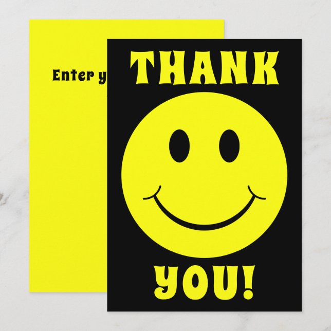 Yellow Face Smile Thank You Card (Front/Back)