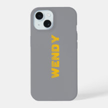 Yellow faded custom text on grey