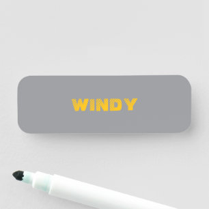 Yellow faded custom text on grey  name tag