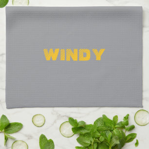 Yellow faded custom text on grey tea towel