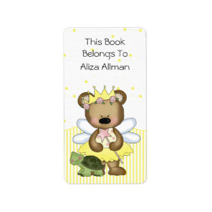 Yellow Fairy Bear Bookplate Label