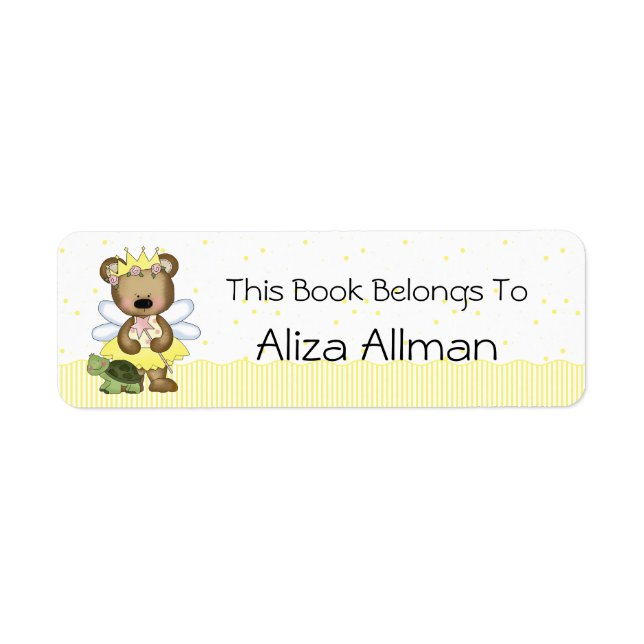 Yellow Fairy Bear Bookplate Label (Front)