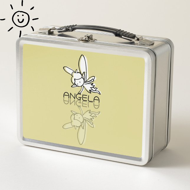 Yellow Fairy Reflection Doodle Custom Name  Metal Lunch Box (Creator Uploaded)
