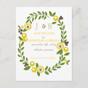 Yellow Fall Floral Save the Date Postcards