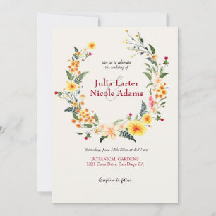 Yellow Fall Spring Winter Wild flowers Wedding Invitation